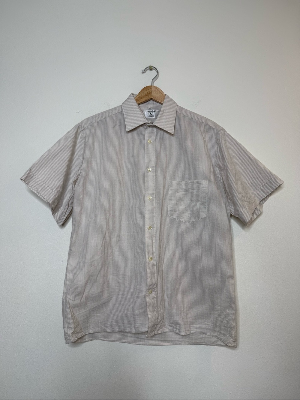 Vintage 90s 80s Valentino Chemises Micro Stripe Casual Short Sleeve Button Down